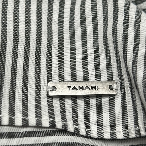 Tahari Carla Pinstripe Sleeveless Blouse, Gray & Black, Hi - Lo Hem, L,  NWT - Picture 6 of 9